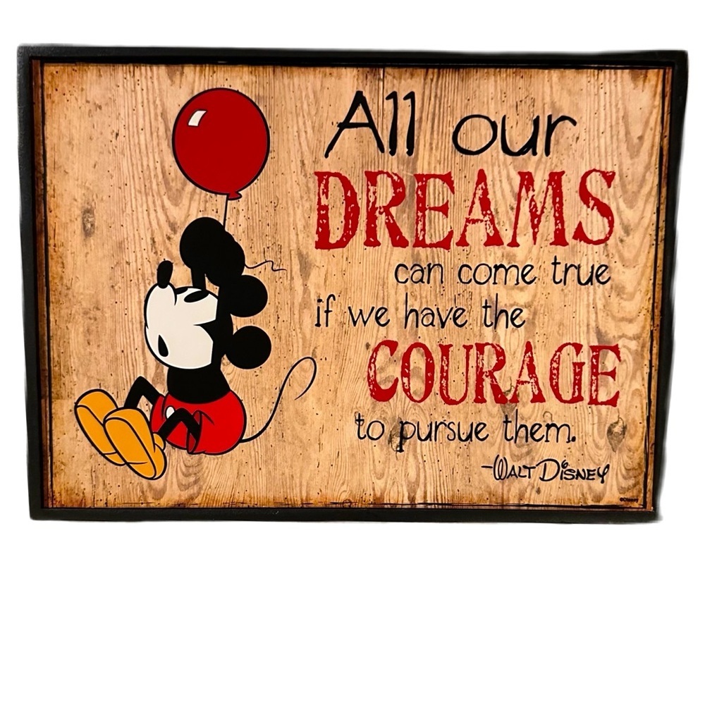 Mickey Mouse “All Our Dreams " Wood Wall Hanging Home‎ Decor Picture
